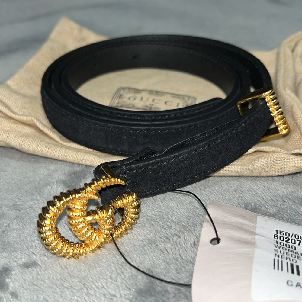 Gucci Suede belt with torchon Double G buckle